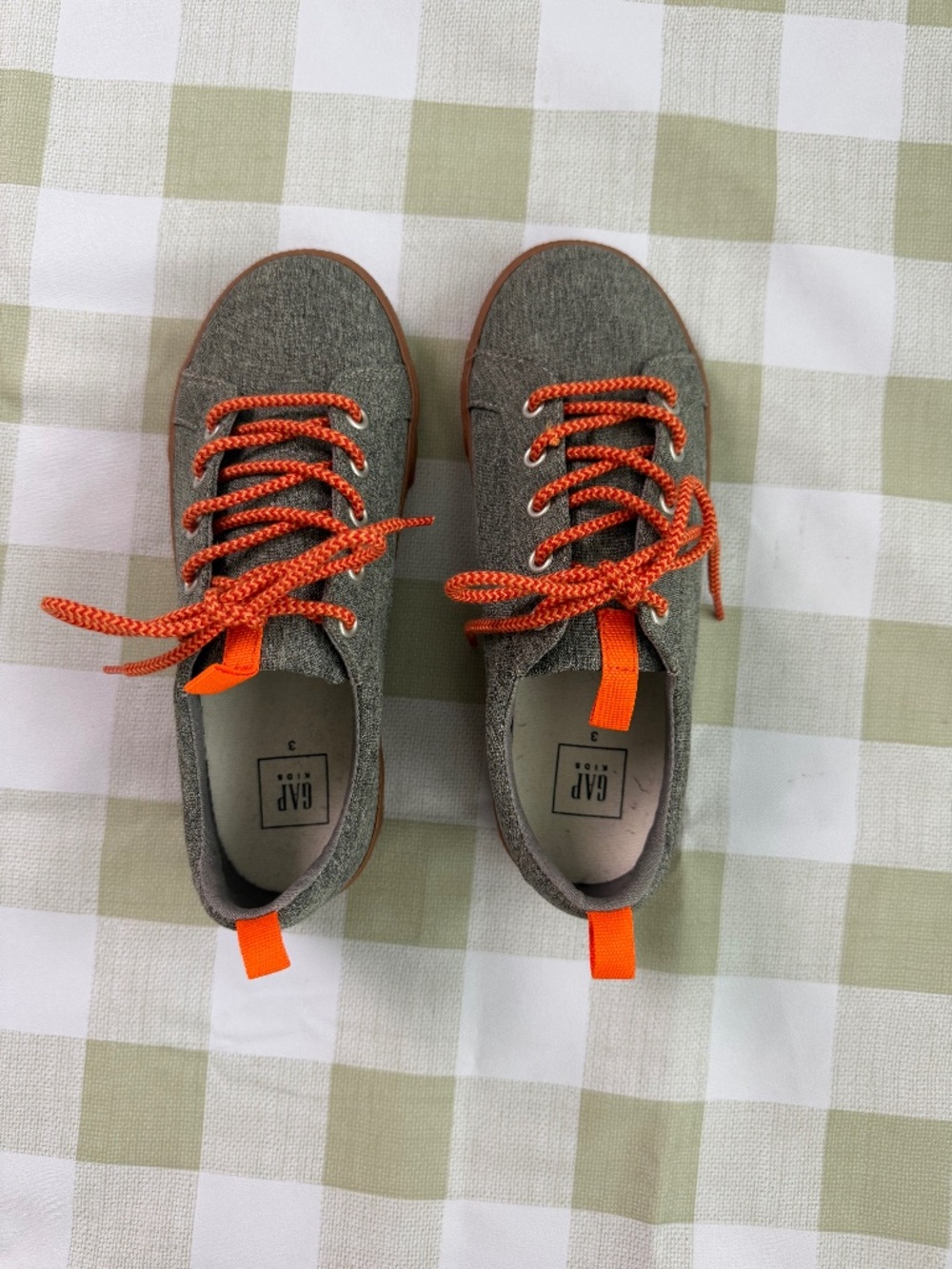 GAP Kids Size 3 Grey with Orange Laces Shoe